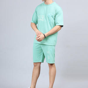 Conjunto de 2 Piezas de Verano para Hombre, Camiseta de Manga Corta y Pantalones Cortos, Tejido de Punto, 100% Algodón, 220 g/m², Secado Rápido, Personalizable, al Por Mayor - Product Image 2