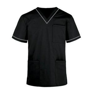 Blouse médicale d'été unisexe à col en V et trois poches, uniforme infirmier, séchage rapide, respirante, en tissu toile - Product Image 4