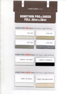 HONEY WIN PRO & SHEER FULL 26mm & 38mm <b>Light</b> filtering Honeycomb - Product Image 1