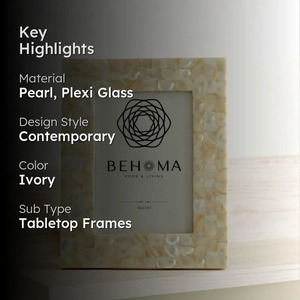Behoma Mother of Pearl Inlay Photo <b>Frame</b> Rectangular Vertical Tabletop Elegant 4x6 Inch Mother Of Pearl Design - Product Image 3
