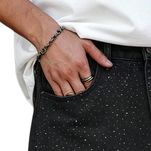 Pantalones Cortos de Mezclilla Negros Estampados para Hombre, Corte Holgado, Algodón, Casuales, Verano, Ropa Urbana, Cómodos, Suaves, Transpirables, Uso Diario, Moda - Product Image 5