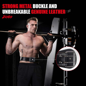 ZOTO Padded Cowhide Leather Bodybuilding <b>Belt</b> Custom Logo Double Prong Powerlifting Waist Support <b>Belt</b> - Product Image 3