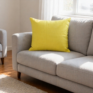 100% Cotton Canvas Eco-Friendly Washable Cushion <b>Cover</b> Bright Yellow Premium Thick <b>Sofa</b> Pillow Case Decorative Home Use - Product Image 3
