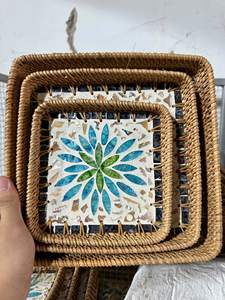 Bandeja Tradicional Vietnamita de Ratán y Madreperla para Decoración del Hogar y Servicio - Product Image 2