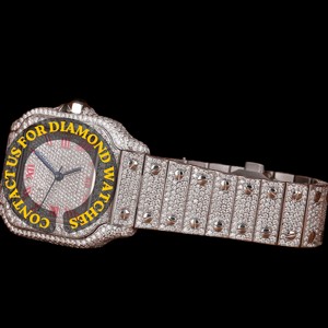 Montre en diamant moissanite haut de gamme de qualité supérieure pour usage professionnel, boîtier carré en or blanc avec chiffres, montre à quartz - Product Image 2