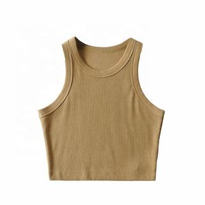 Dernière mode débardeur côtelé sans manches pour femmes haut court toutes couleurs toutes tailles fabrication personnalisée costume de yoga léger - Product Image 2