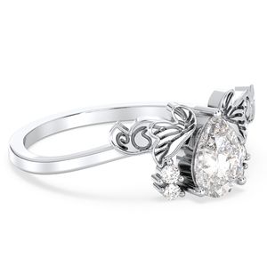 Anillos de compromiso REYES de lujo en plata de ley 925 con baño de oro blanco de 14K y moissanita, joyería fina de alta calidad para mujer. - Product Image 3