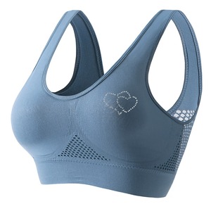 Women's Black <b>Racerback</b> Sports <b>Bra</b> Scoop Neck Mesh Panel Medium Support Yoga Seamless Breathable Solid Style - Product Image 3