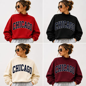<span class=keywords><strong>Felpa</strong></span> Oversize con Stampa '<span class=keywords><strong>Chicago</strong></span>' e Collo Alto per Donna, 100% Cotone, Casual Autunnale per Studentesse Universitarie - Product Image 3