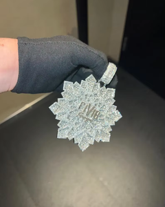 Luxury iced out snowflake pendant with baguette and round moissanite stones for men and women - Product Image 1