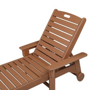 Lettino Prendisole in HDPE con Schienale Regolabile 195*75.5*33cm, Colore Teak - Product Image 4