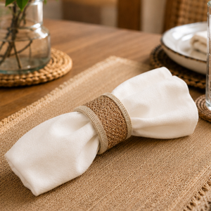 Ensemble de serviettes de table en fer et jute de luxe avec cristaux |   Porte-serviettes décoratifs pour table, décoration de table de mariage, réutilisables, hôtel, restaurant - Product Image 4