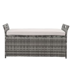 106*52*46cm Iron Frame Footstool <b>Locker</b> Gray Gradient Rattan <b>Storage</b> Unit with Comfortable Can Accommodation - Product Image 1