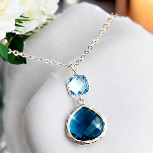 Blue Sapphire Necklace September Birthstone Sterling <b>Silver</b> Gemstone Pendant Birthday Gift For Women Elegant Jewelry - Product Image 1