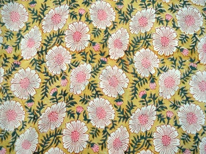 Daisy Flower Hand Block Print Cotton Fabric Yard Jaipur Indian Animal Pattern Block Print Textile Eco-Friendly - Product Image 4