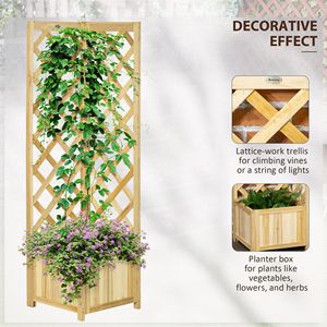Classic Style Wooden Raised Garden Bed Trellis for Vine Climbing <b>Planter</b> for Growing <b>Vegetables</b> Herbs Flowers Natural Design - Product Image 4
