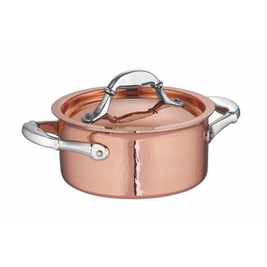 Cacerola Redonda Vintage con Acabado de Cobre Martillado, Asas de Aleación de Zinc y Perilla de Tapa con Forma de Bollo para Comidas Elegantes - Product Image 3