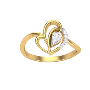 Élégante bague en or en forme de cœur pour femme, avec diamant moissanite taille poire, bijou romantique de promesse - Product Image 1