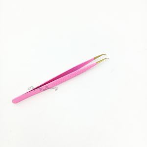 Pince à épiler de haute qualité Outils d'extension de faux cils Couleurs roses Pince à cils en acier inoxydable à vendre - Product Image 4