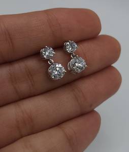 Moissanite 1CT Each Round Cut Diamond <b>Stud</b> Earrings Pushback 925 Sterling <b>Silver</b> Fine For Women's Proposal Gift For Engagement - Product Image 5