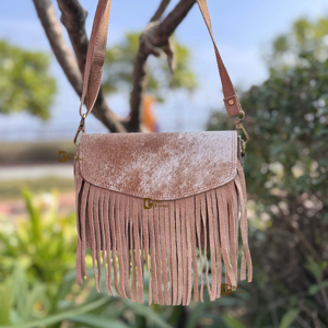 Hair on Hide Fur Leather Fringe Sling Monedero Elegante Multi Usos Crossbody Nuevo diseñador Multi Usos Mujeres Sling Monedero - Product Image 1