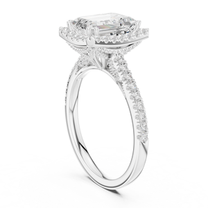 Anillo de Compromiso Vinson Project, Elegante Banda Halo, Moissanita Creada en Laboratorio, Estilo Art Deco, Acero Inoxidable, Certificado GRA, Corte Esmeralda - Product Image 4