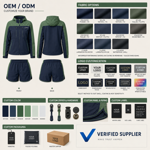 Ensemble veste et short de course pour femme en tissu technique tissé, avec empiècements contrastants, respirant, marque privée, fournisseur en gros - Product Image 6