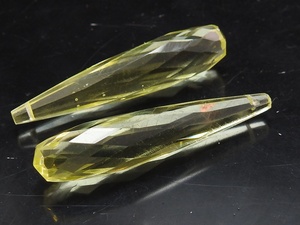 Perle intercalaire en verre cristal jaune citron, facettée, allongée, en forme de goutte, 35 mm de long, certifiée par un tiers, fournitures pour grossistes - Product Image 2