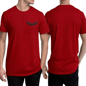 Camiseta de Manga Corta para Hombre, Negra, con Logotipo de Alas en Relieve, Corte Regular, Cuello Redondo, Informal, de Algodón - Product Image 2
