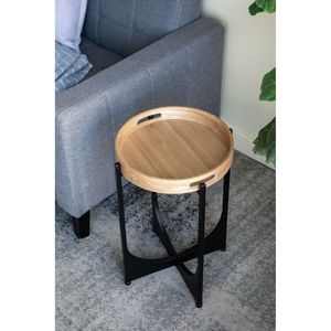 <b>Brown</b> Tray Top Coffee <b>Table</b> 15x15x22\" with Black Geometric Base - Product Image 5