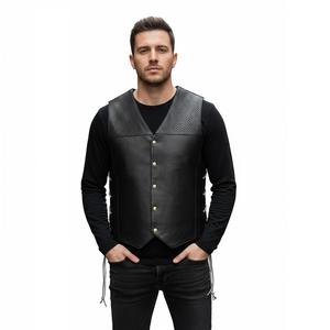 Gilet de moto décontracté durable, gilet en cuir véritable personnalisé de qualité supérieure, vêtements pour motards pour hommes - Product Image 1