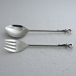 Nouvel Arrivage Address Craft Ensemble de Cuillères et Fourchettes à Salade en Acier Inoxydable Poli Écologique, Compatible Lave-Vaisselle, Vaisselle pour - Product Image 1
