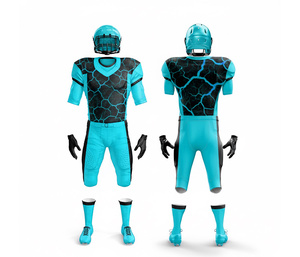 Maillot de football américain personnalisé avec design par sublimation |   Ensemble de football avec maillot et pantalon |   Vêtements de sport en polyester respirant - Product Image 4