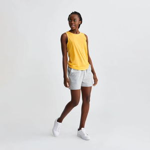 Camiseta sin mangas de punto para mujer, color amarillo liso, cuello redondo, transpirable, estilo casual, corte regular - Product Image 3