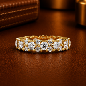Anillos de Boda de Oro Sólido de 14K con Diamantes Cultivados en Laboratorio DEF-VVS de 2.10 CTW, Diseño de Racimo de Burbujas, Joyería Fina para Mujer, Venta al Por Mayor - Product Image 1