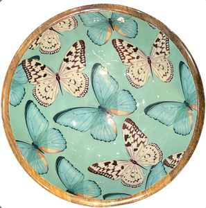 Enamel Print <b>Wooden</b> Bowl Beautiful <b>Butterfly</b> Design American Style For Food Serving Hotel Party Use Soup Pasta Dinnerware Bowls - Product Image 1