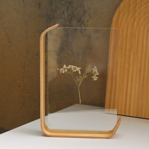 Superlative Quality Minimalist Wooden Photo <b>Frame</b> Rectangular Vertical Tabletop Handmade Clear Glass Insert - Product Image 1