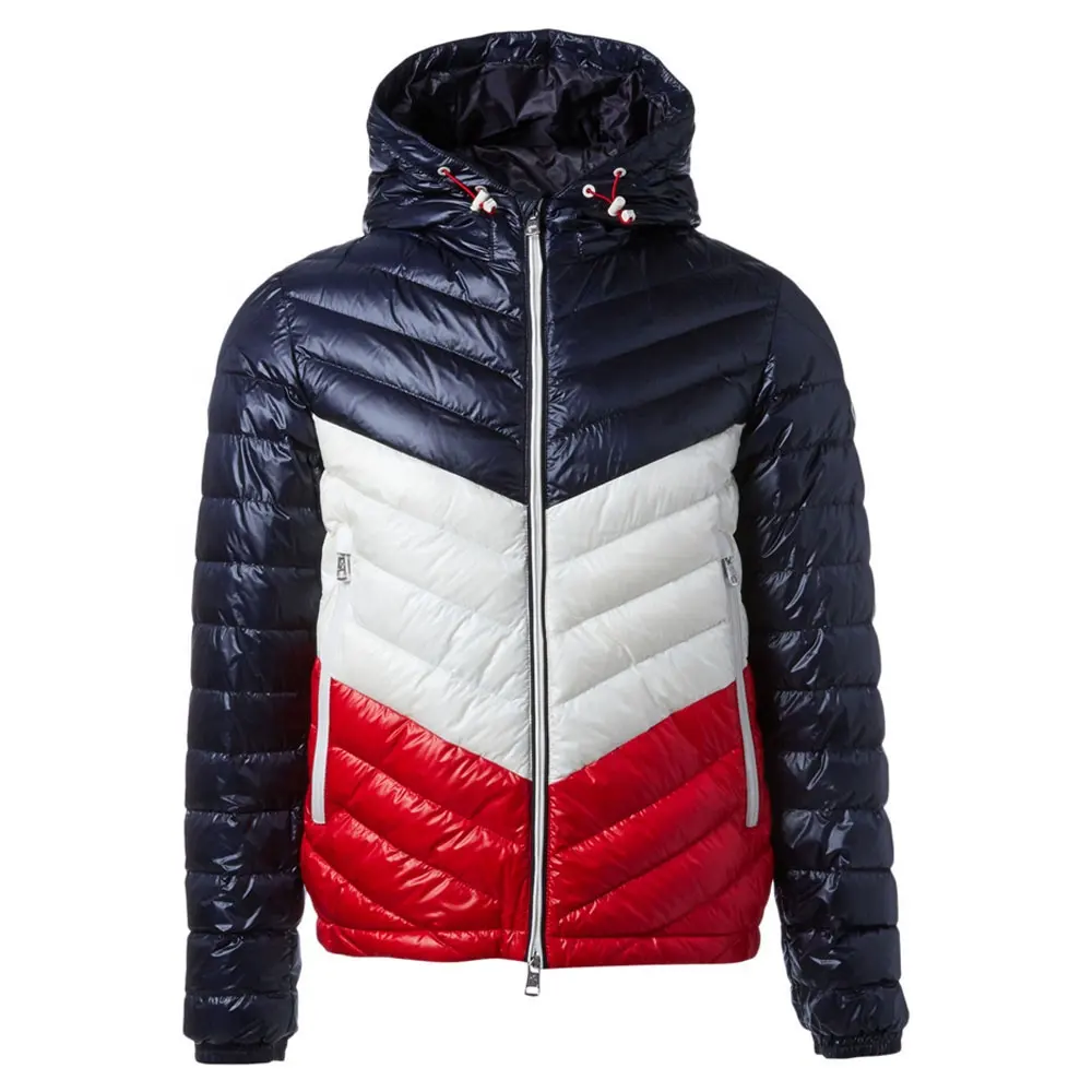 OEM Design men winter high collar zipper casual puffer jacket with drawstring at hem