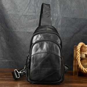 Special Top-Layer Cowhide Men's <b>Chest</b> Bag Fashionable Multi-Layer Sports Genuine Leather Large Casual Shoulder Bag. - Product Image 2