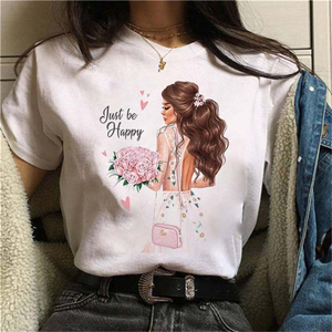 T-shirt imprimé décontracté pour femmes, manches courtes, respirant, en coton doux, léger, confortable, à la mode - Product Image 2