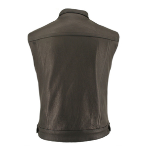 <b>Black</b> Leather Breathable Winter Motorcycle Riding <b>Vest</b> Premium <b>Men's</b> Sleeveless Biker Apparel for Outdoor Adventures - Product Image 2