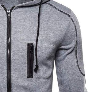 Sweat à capuche zippé pour homme, streetwear décontracté d'hiver, 100% coton, couleur unie, respirant, logo et design personnalisés, vente en gros - Product Image 3