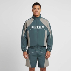 ชุดเซ็ตเสื้อฮู้ดกันลมผ้าซาตินลำลองแบบสั่งทำพิเศษสำหรับผู้ชาย รุ่นหนาสองชิ้น กางเกงขาสั้นมีกระเป๋า ระบายอากาศได้ดี กันลม พิมพ์ลาย - Product Image 1