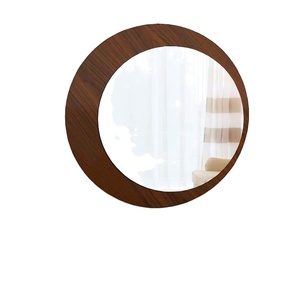 New design Round wooden wall <b>mirror</b> brown color customized size color available for entryway living room dining space - Product Image 1