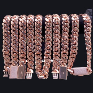 Mens 925 <b>Silver</b> 24MM Rose Gold Cuban Link <b>Chain</b> Polished Statement Necklace Luxury Miami Curb <b>Chain</b> Secure <b>Box</b> Clasp - Product Image 4