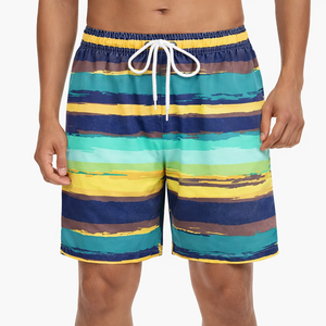 <b>Mens</b> Striped Board Shorts Quick Dry Drawstring Casual Swim <b>Trunks</b> with Pockets - Product Image 1