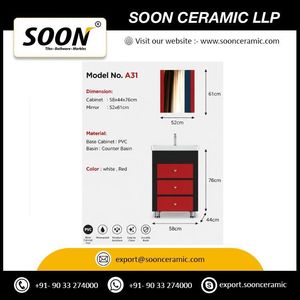ตู้ห้องน้ำ SOON Modern Antiqa พร้อมกระจก อ่างเซรามิก ทาสีขาว PVC แบบตั้งพื้น ขนาด 58 x 44 x 76 ซม. - Product Image 3