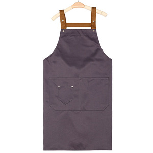 <b>Bib</b> <b>Apron</b> Canvas Brown With Pockets Machine Washable For Cooking Daily Use Simple Style Wholesale Customizable Logo <b>Aprons</b> - Product Image 5