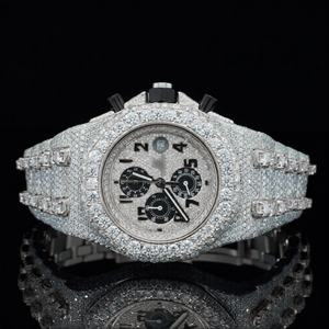 Reloj Cronógrafo Automático Mecánico de Calidad VVS1 para Hombre con Esfera Redonda en Tono Rosa, Correa de Acero Inoxidable y Moissanita - Product Image 5