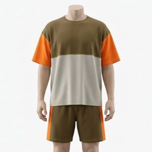 ชุดเซ็ตเสื้อยืดแขนสั้นและกางเกงขาสั้นผู้ชาย ผ้าฝ้าย 100% ชุดลำลองฤดูร้อน สไตล์สตรีท ออกกำลังกาย  รับตัดตามแบบ - Product Image 6